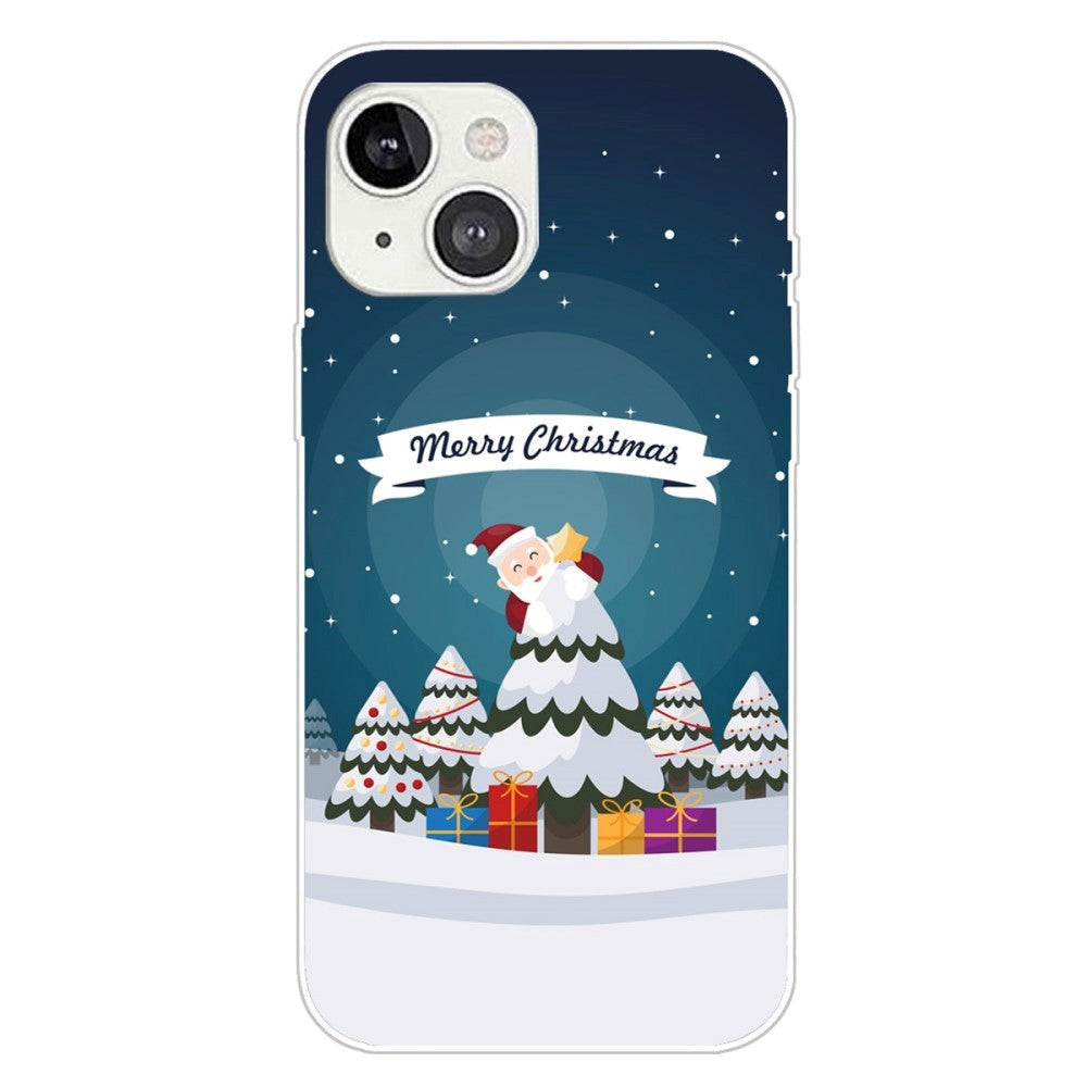 iPhone 15 Plus Fleksibelt Plast Mobil Jule Cover - Merry Christmas - Julemanden i Juletræ