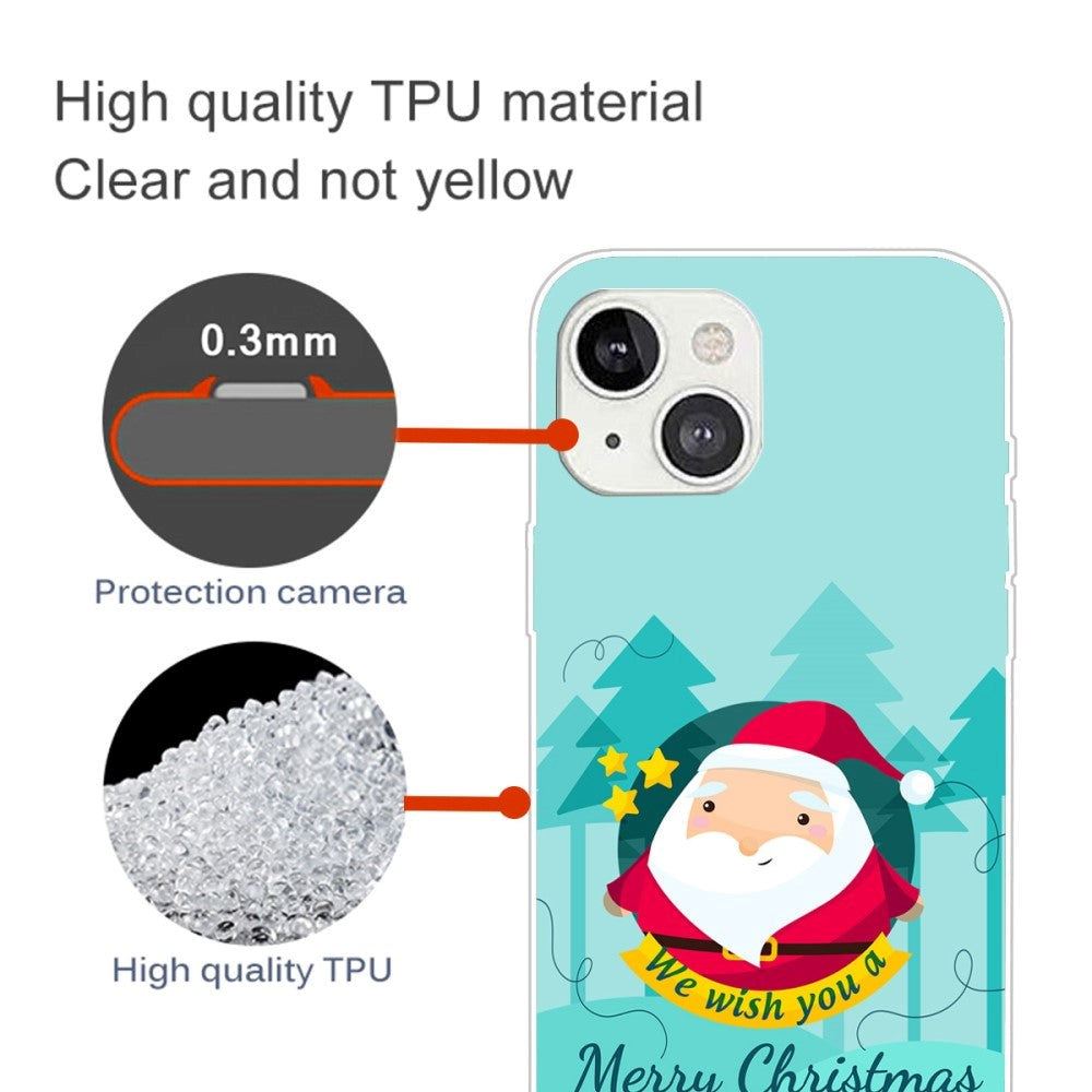 iPhone 15 Plus Fleksibelt Plast Mobil Jule Cover - Merry Christmas - Tegneserie Julemand