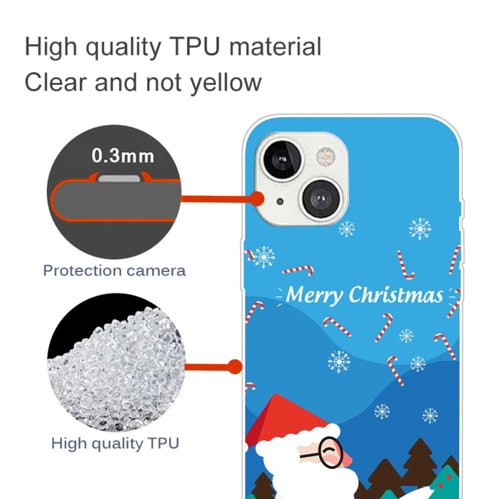 iPhone 15 Plus Fleksibelt Plast Mobil Jule Cover - Merry Christmas - Julemanden i Snevejr