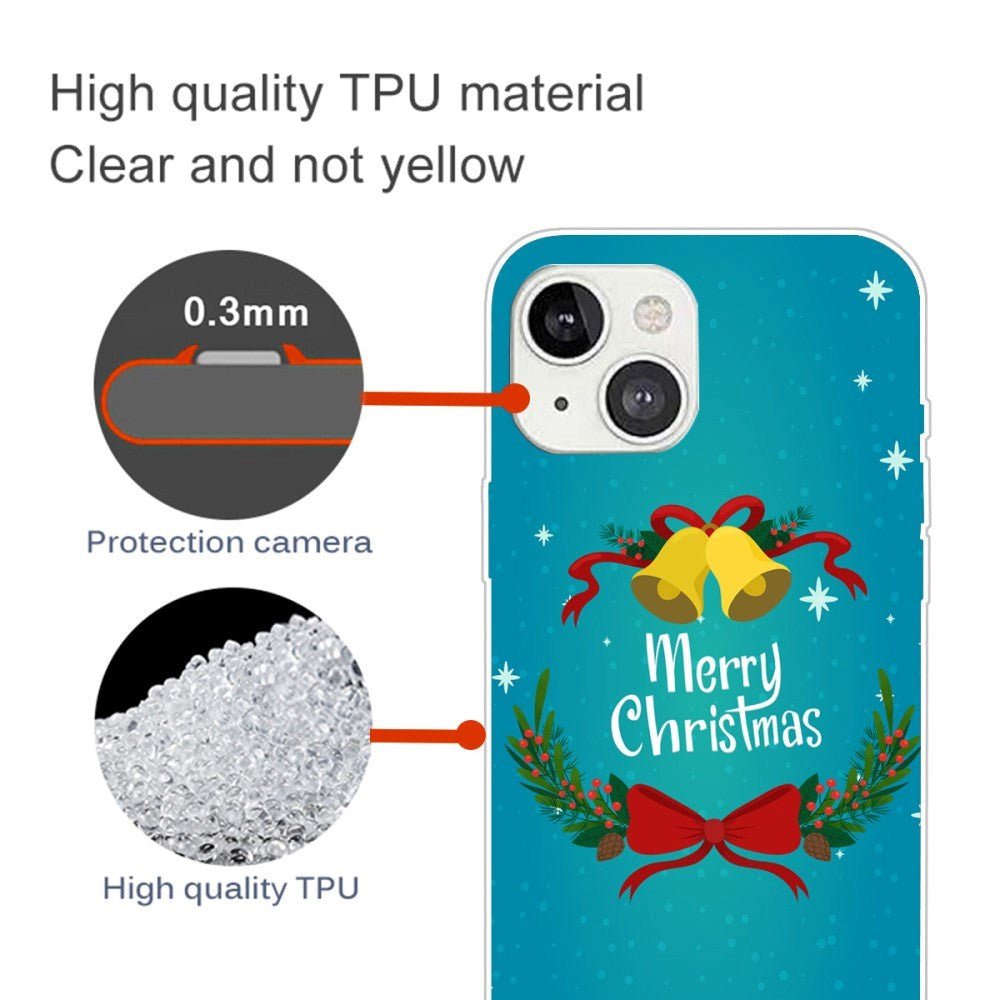 iPhone 15 Plus Fleksibelt Plast Mobil Jule Cover - Merry Christmas - Juleklokker