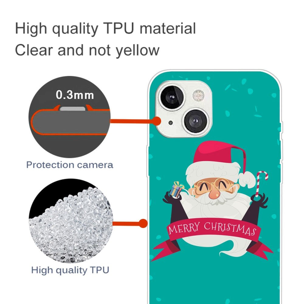 iPhone 15 Plus Fleksibelt Plast Mobil Jule Cover - Merry Christmas - Glad Julemand