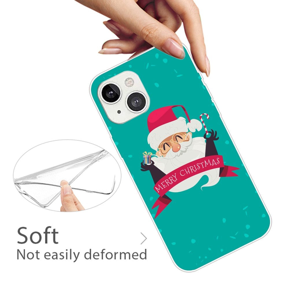 iPhone 15 Plus Fleksibelt Plast Mobil Jule Cover - Merry Christmas - Glad Julemand