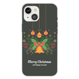 iPhone 15 Plus Fleksibelt Plast Mobil Jule Cover - Merry Christmas - Julekrans og Juleklokke