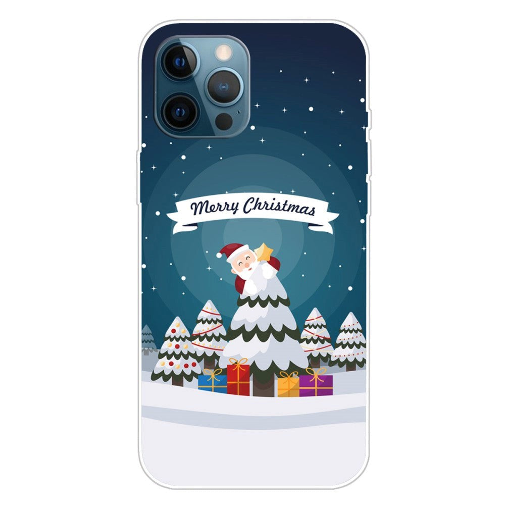 iPhone 15 Pro Fleksibelt Plast Mobil Jule Cover - Merry Christmas - Julemand i Juletræ