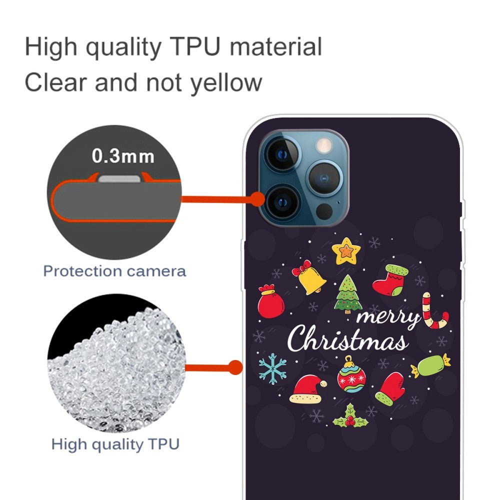 iPhone 15 Pro Fleksibelt Plast Mobil Jule Cover - Merry Christmas - Juledekorationer