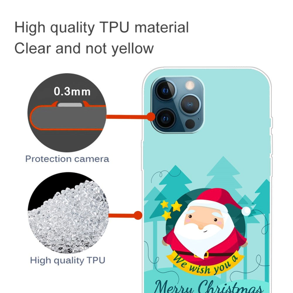 iPhone 15 Pro Fleksibelt Plast Mobil Jule Cover - Merry Christmas - Tegneserie Julemand