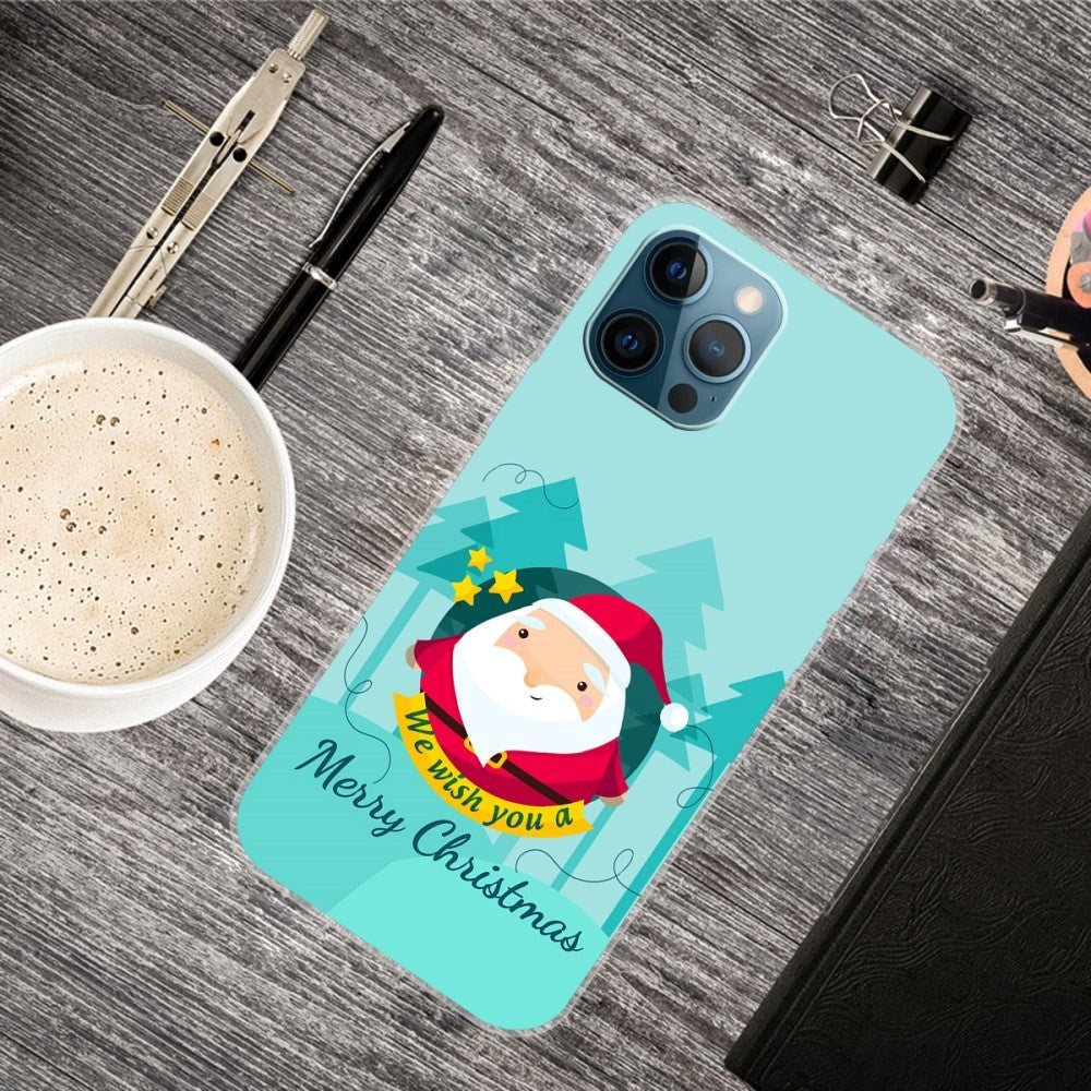 iPhone 15 Pro Fleksibelt Plast Mobil Jule Cover - Merry Christmas - Tegneserie Julemand