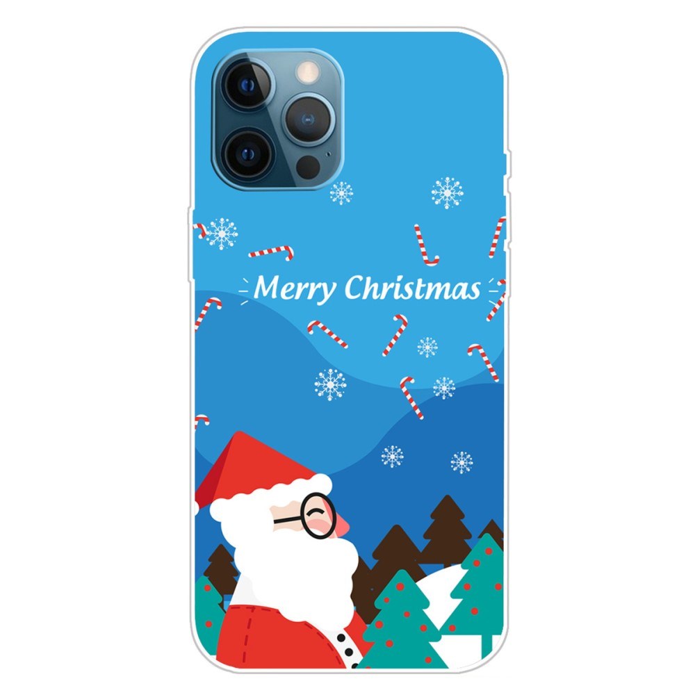 iPhone 15 Pro Fleksibelt Plast Mobil Jule Cover - Merry Christmas - Julemanden i Snevejr