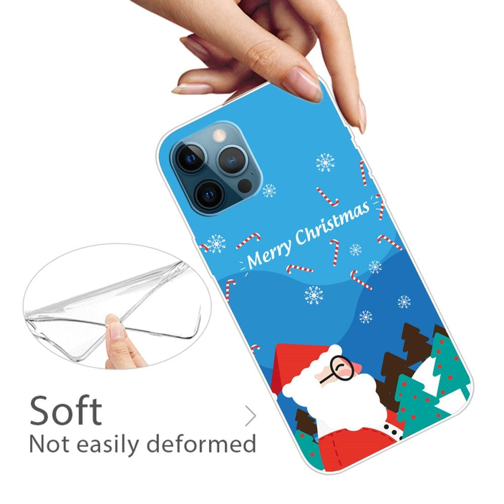 iPhone 15 Pro Fleksibelt Plast Mobil Jule Cover - Merry Christmas - Julemanden i Snevejr