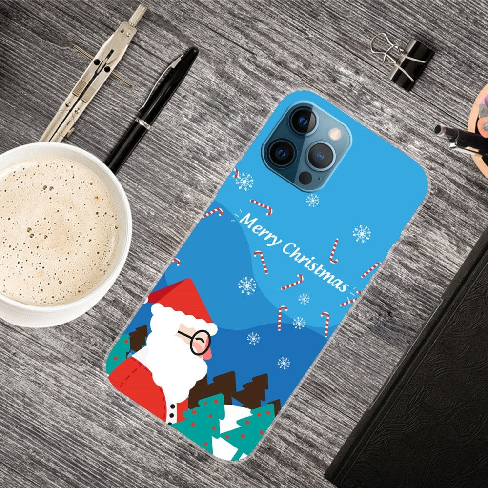 iPhone 15 Pro Fleksibelt Plast Mobil Jule Cover - Merry Christmas - Julemanden i Snevejr