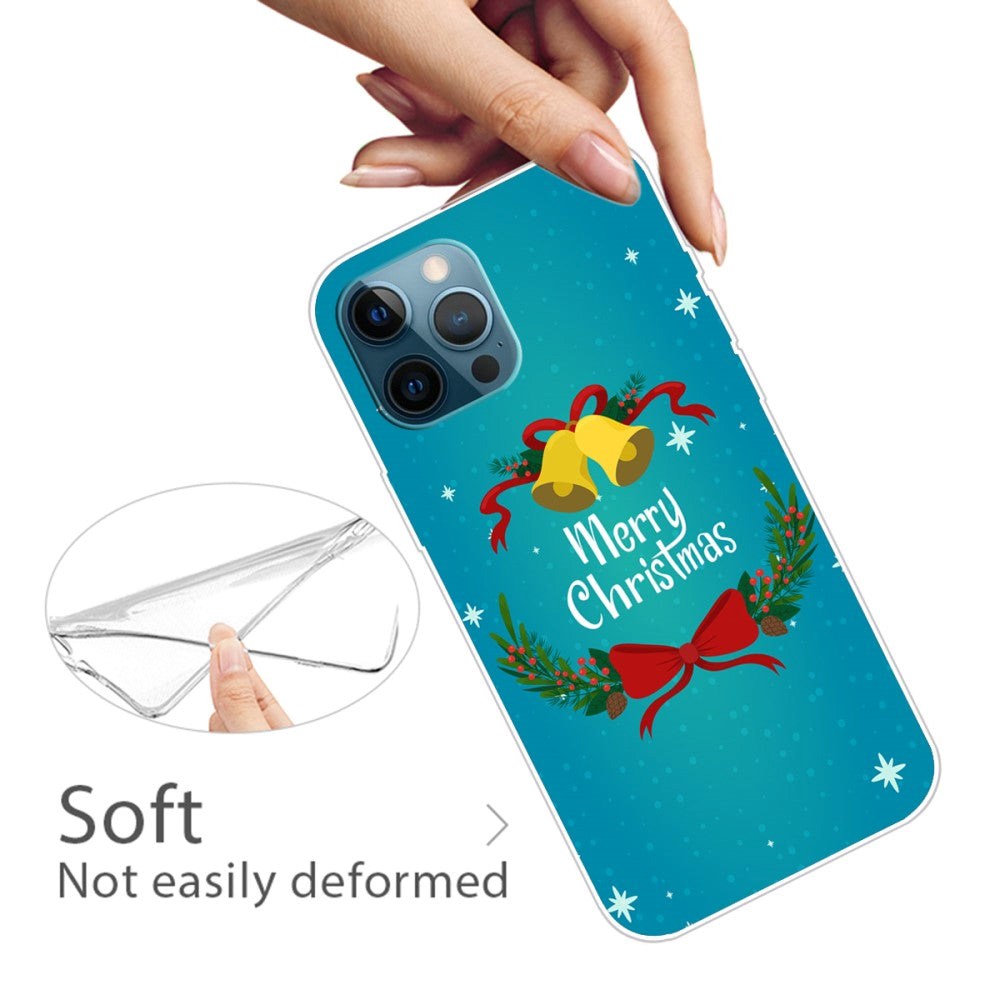 iPhone 15 Pro Fleksibelt Plast Mobil Jule Cover - Merry Christmas - Juleklokker
