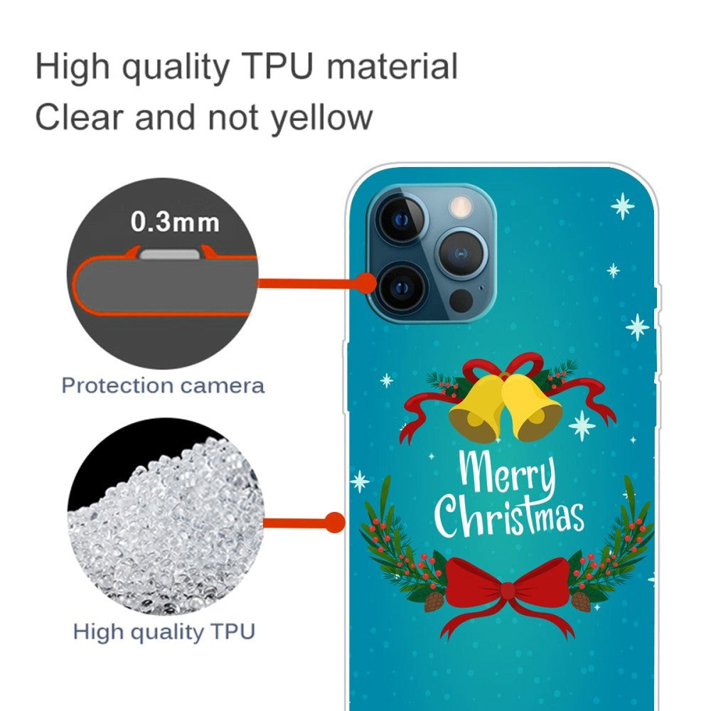 iPhone 15 Pro Fleksibelt Plast Mobil Jule Cover - Merry Christmas - Juleklokker
