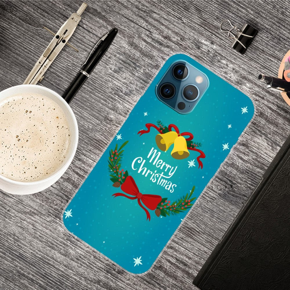 iPhone 15 Pro Fleksibelt Plast Mobil Jule Cover - Merry Christmas - Juleklokker