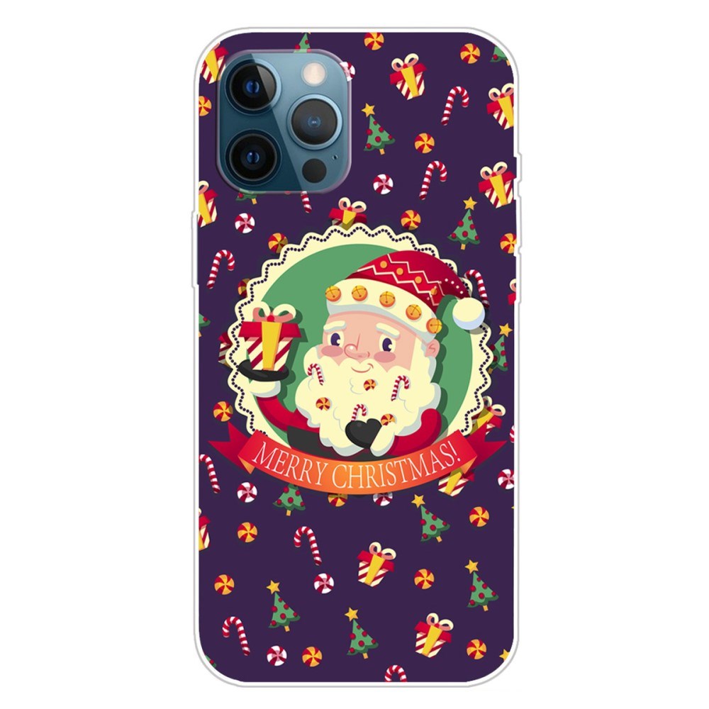 iPhone 15 Pro Fleksibelt Plast Mobil Jule Cover - Merry Christmas - Julemanden og Juleslik