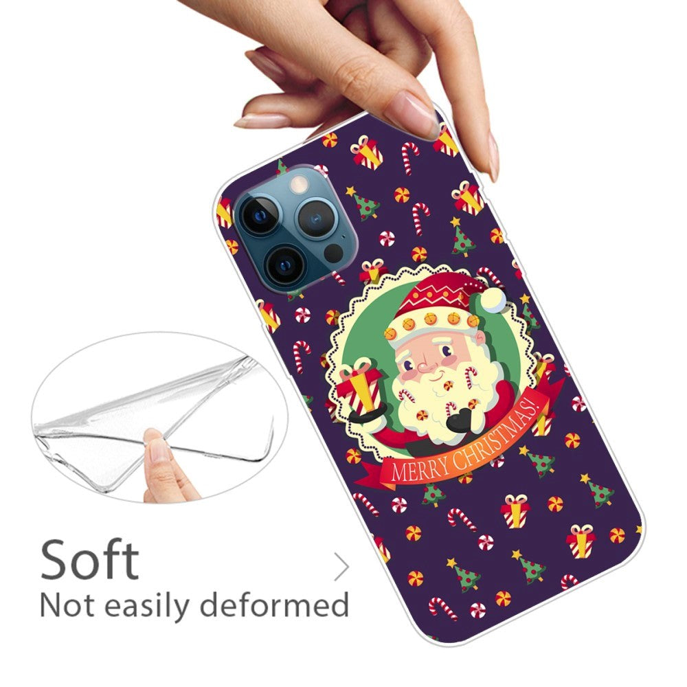 iPhone 15 Pro Fleksibelt Plast Mobil Jule Cover - Merry Christmas - Julemanden og Juleslik