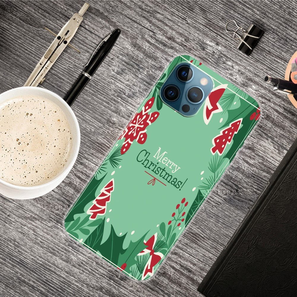 iPhone 15 Pro Fleksibelt Plast Mobil Jule Cover - Merry Christmas - Juleelementer