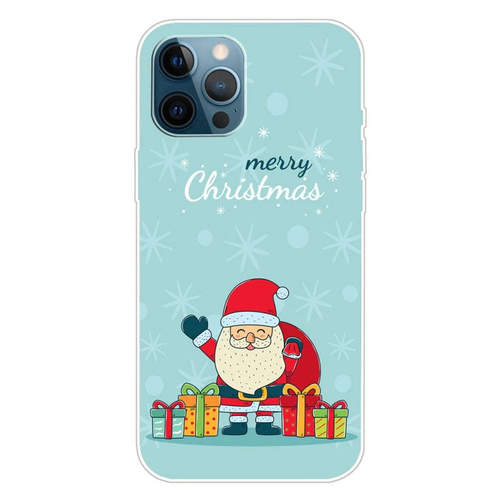iPhone 15 Pro Fleksibelt Plast Mobil Jule Cover - Merry Christmas - Glad Julemand med Gaver