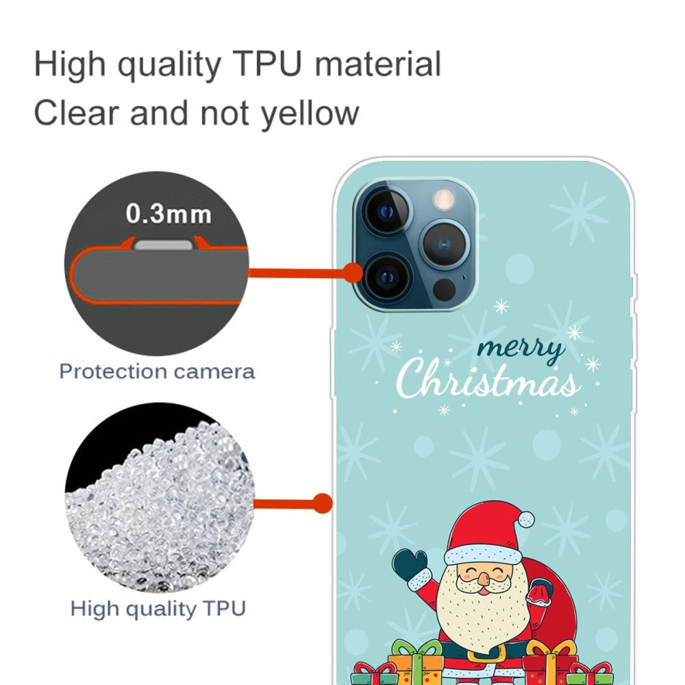 iPhone 15 Pro Fleksibelt Plast Mobil Jule Cover - Merry Christmas - Glad Julemand med Gaver