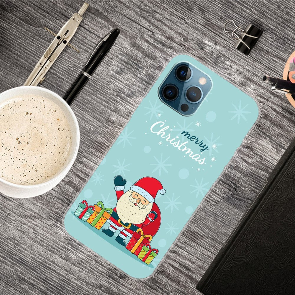 iPhone 15 Pro Fleksibelt Plast Mobil Jule Cover - Merry Christmas - Glad Julemand med Gaver
