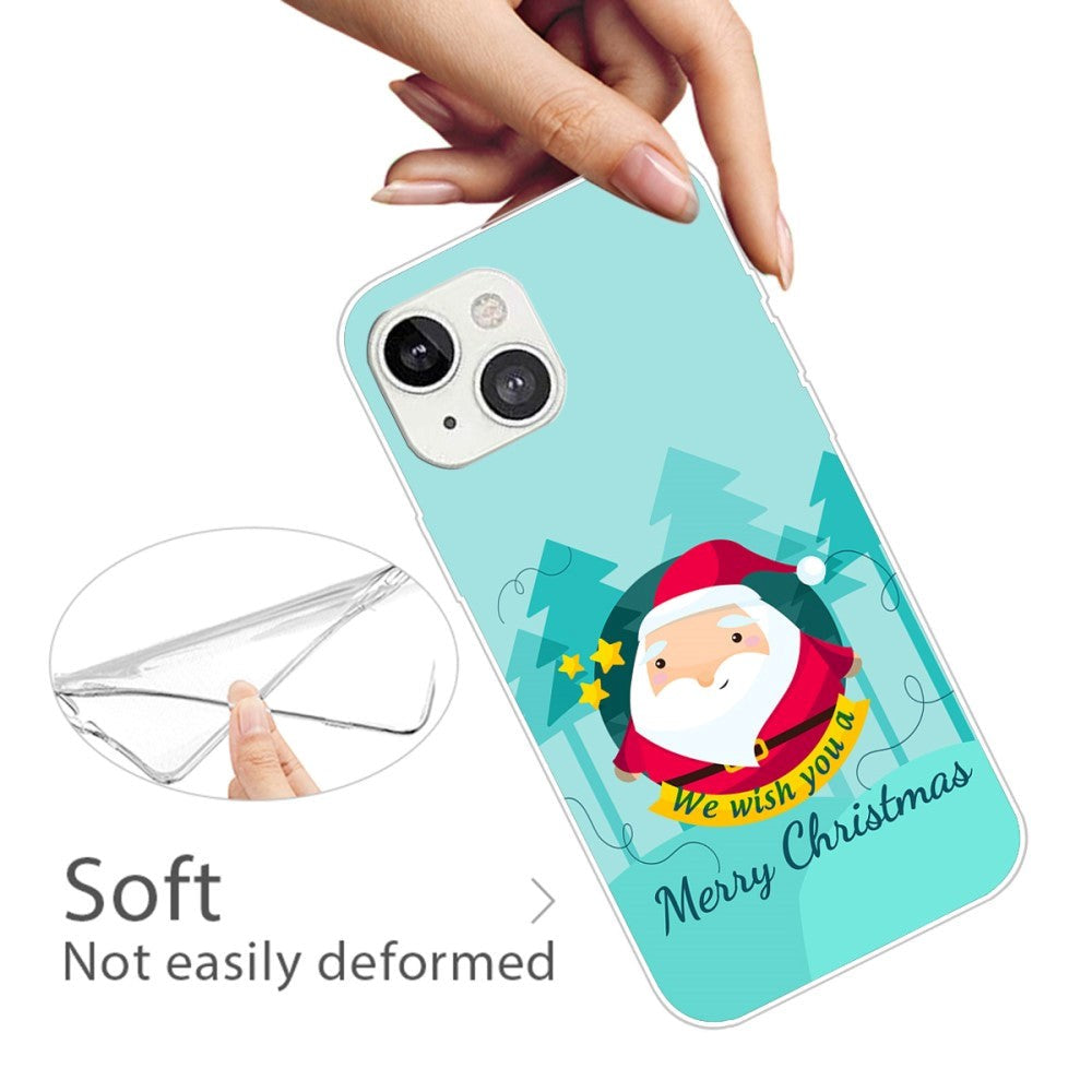 iPhone 15 Fleksibelt Plast Mobil Jule Cover - Merry Christmas - Tegneserie Julemand