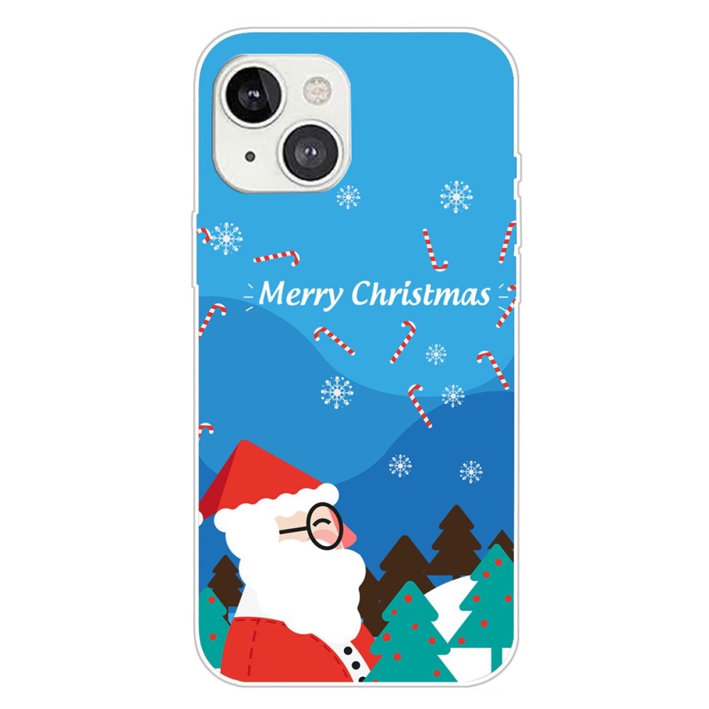 iPhone 15 Fleksibelt Plast Mobil Jule Cover - Merry Christmas - Julemand i Snevejr