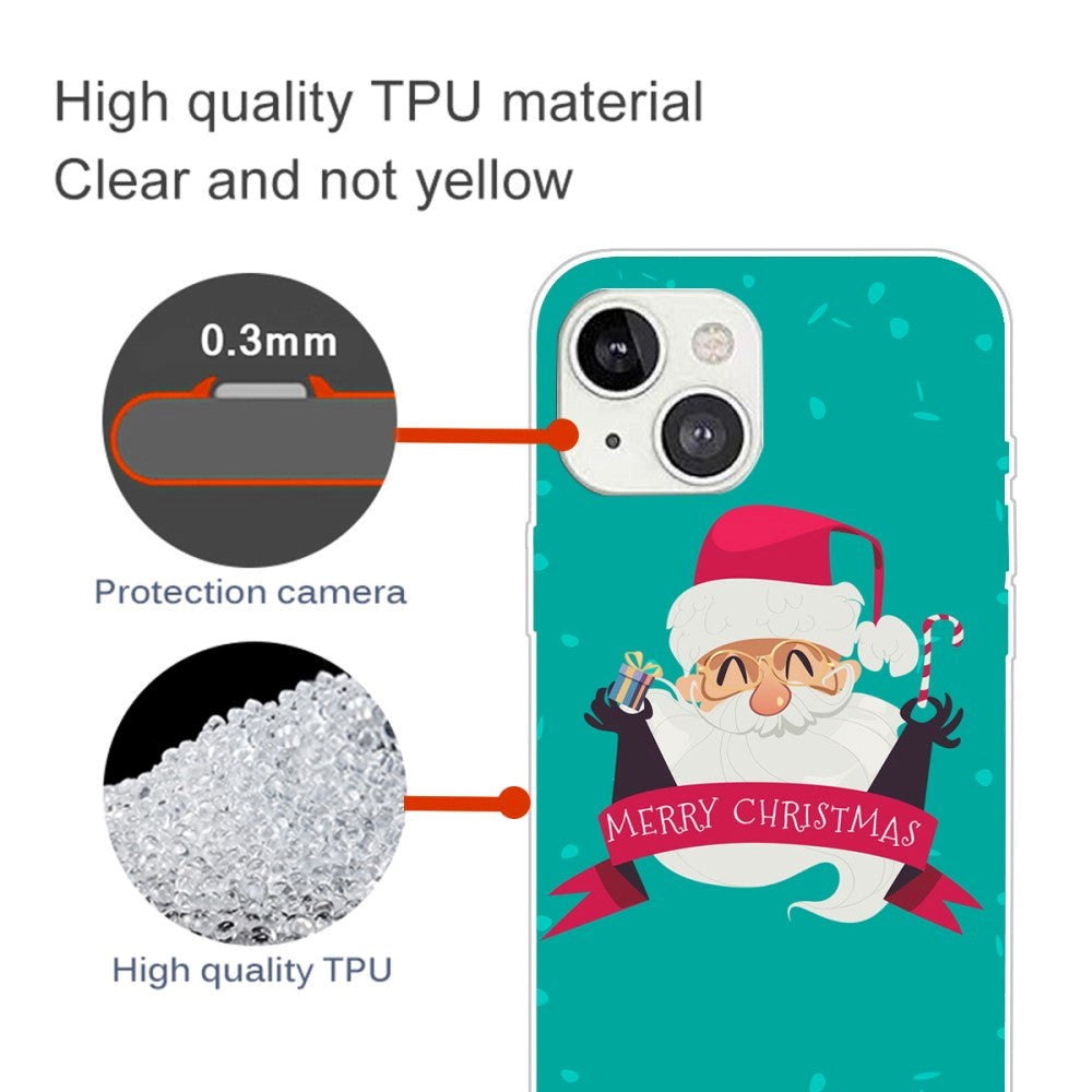 iPhone 15 Fleksibelt Plast Mobil Jule Cover - Merry Christmas - Glad Julemand