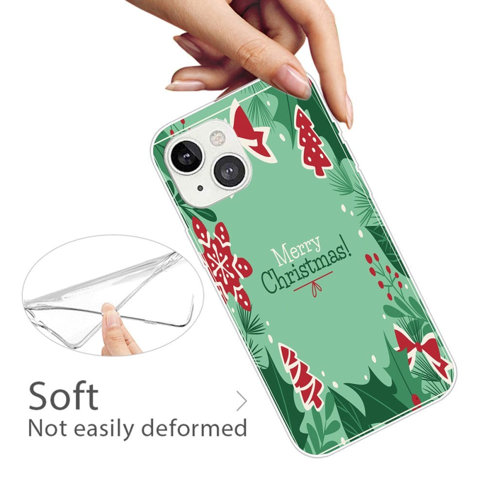 iPhone 15 Fleksibelt Plast Mobil Jule Cover - Merry Christmas - Juleelementer