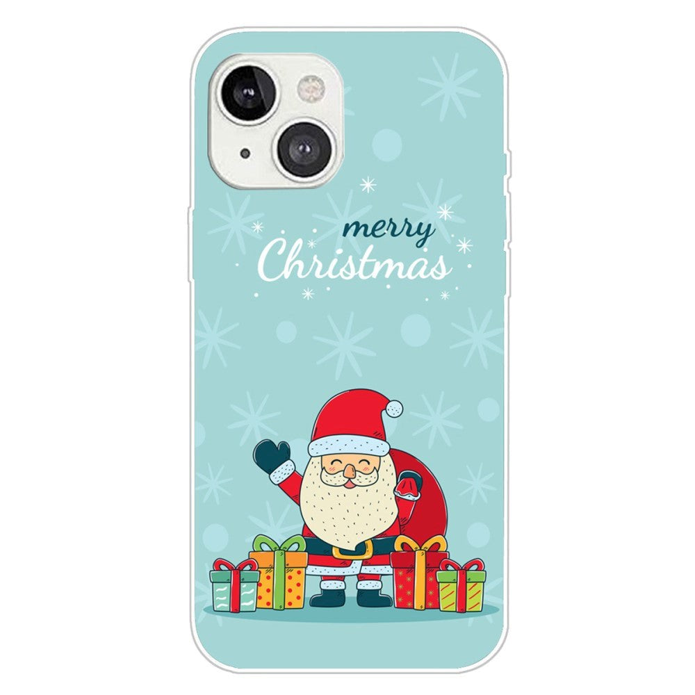 iPhone 15 Fleksibelt Plast Mobil Jule Cover - Merry Christmas - Glad Julemand med Gaver