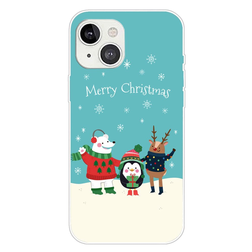 iPhone 15 Fleksibelt Plast Mobil Jule Cover - Merry Christmas - Venner i Sneen