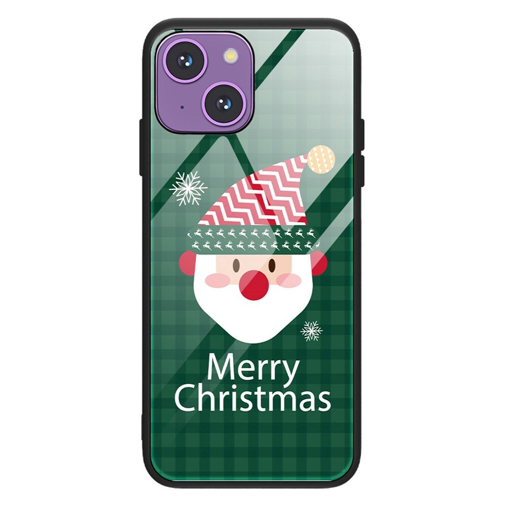 iPhone 15 Jule Mobil Cover m. Glasbagside - Merry Christmas - Julemand