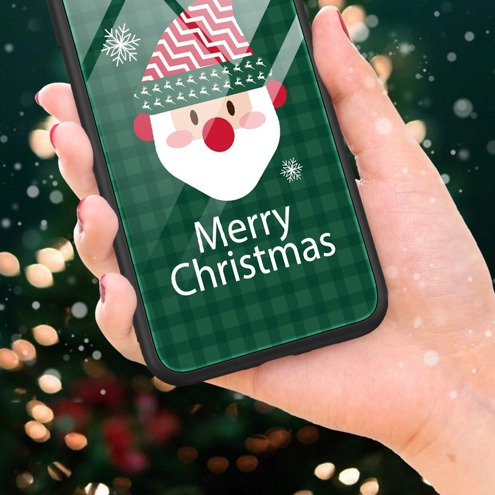 iPhone 15 Jule Mobil Cover m. Glasbagside - Merry Christmas - Julemand