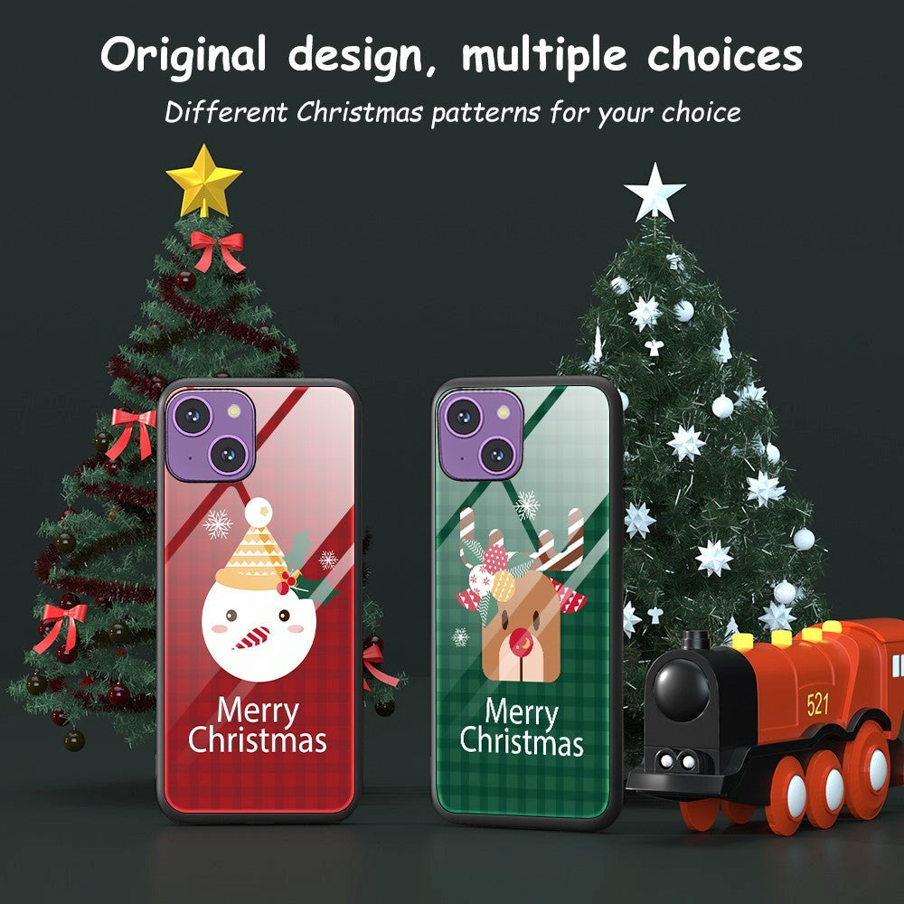 iPhone 15 Jule Mobil Cover m. Glasbagside - Merry Christmas - Snemand