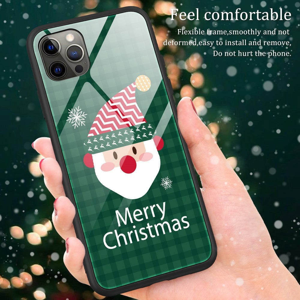 iPhone 15 Pro Jule Mobil Cover m. Glasbagside - Merry Christmas - Julemand