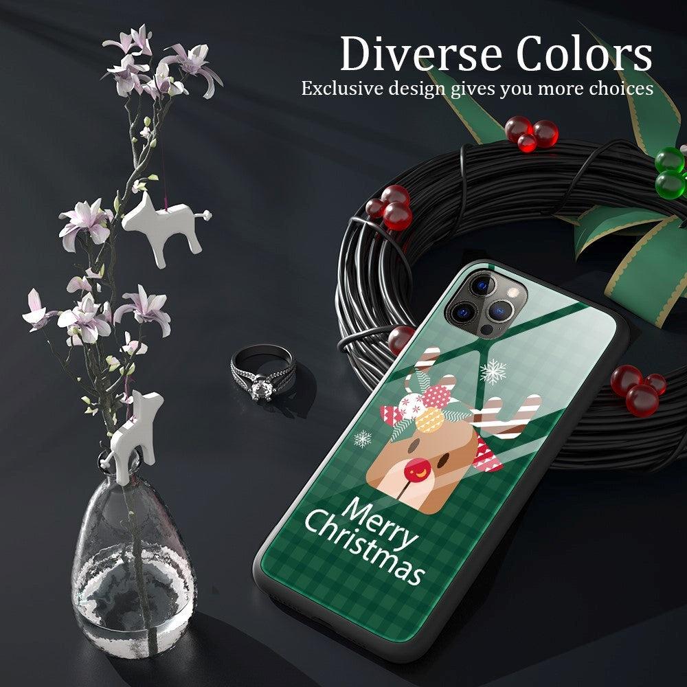 iPhone 15 Pro Jule Mobil Cover m. Glasbagside - Merry Christmas - Rensdyr