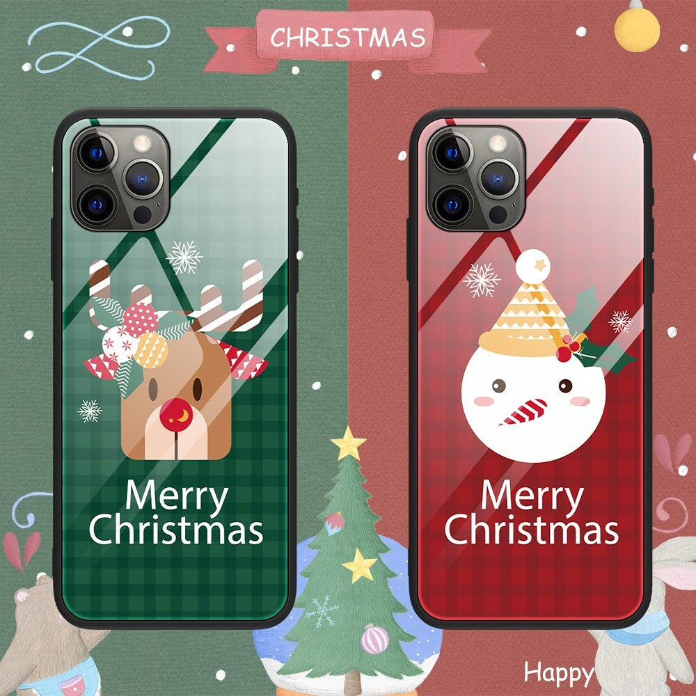 iPhone 15 Pro Jule Mobil Cover m. Glasbagside - Merry Christmas - Rensdyr