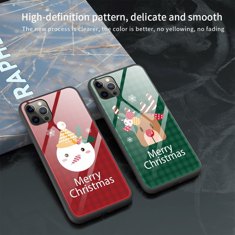 iPhone 15 Pro Jule Mobil Cover m. Glasbagside - Merry Christmas - Snemand