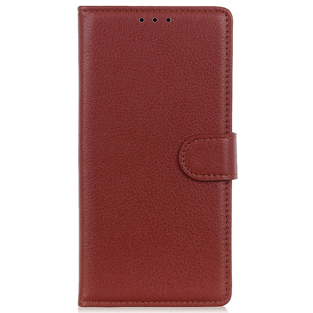 Xiaomi 14 Pro Litchi Læder Mobil Cover m. Pung - Brun