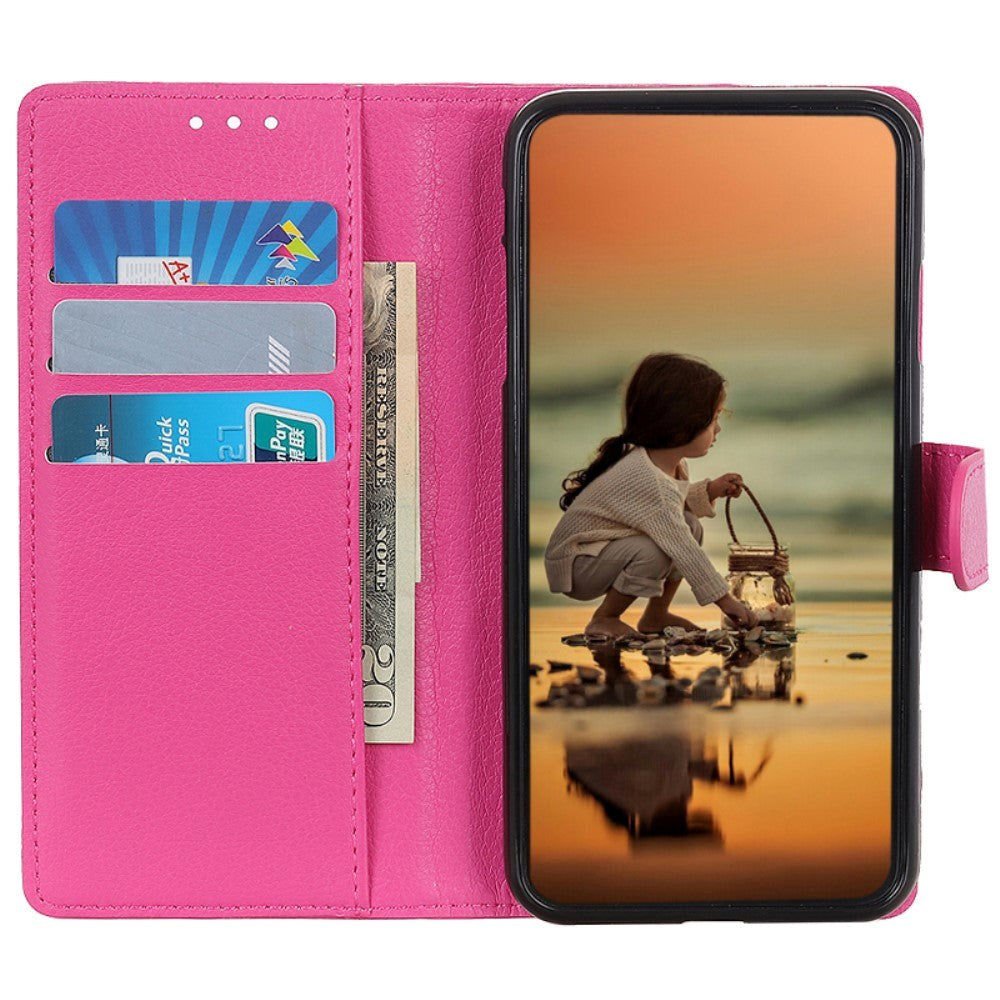 Xiaomi 14 Pro Litchi Læder Mobil Cover m. Pung - Lyserød