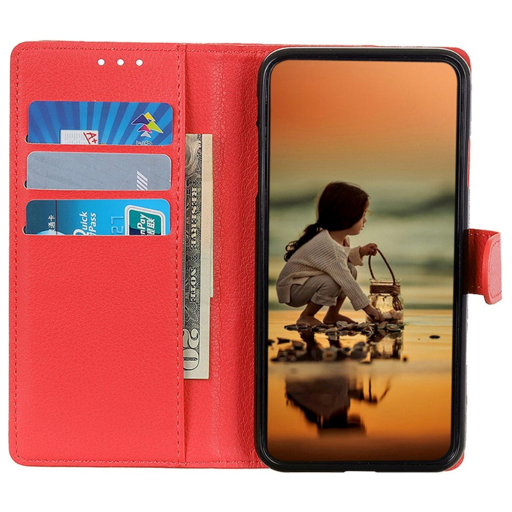 Xiaomi 14 Pro Litchi Læder Mobil Cover m. Pung - Rød