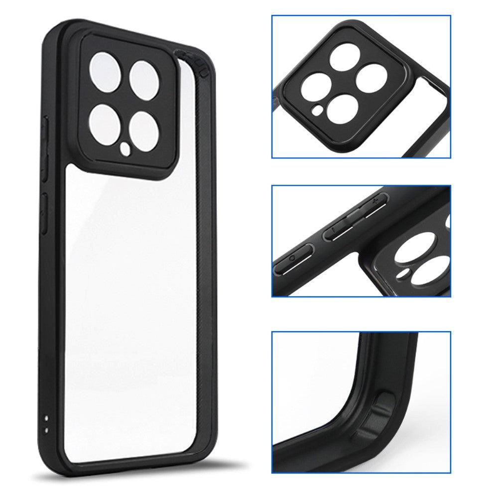 Xiaomi 14 Hybrid Plastik Mobil Cover - Gennemsigtig / Sort