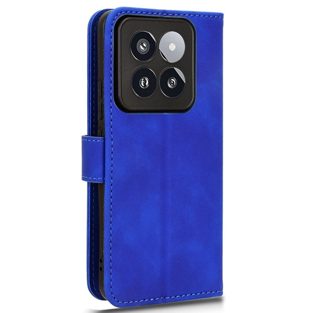 Xiaomi 14 Pro Læder Mobil Cover m. Kortholder & Ståfunktion - Blå