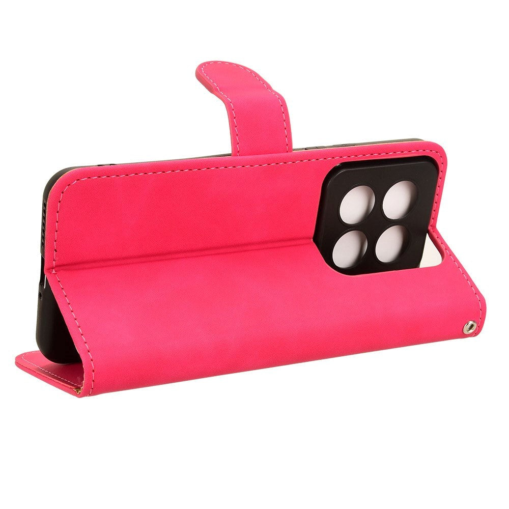 Xiaomi 14 Pro Læder Mobil Cover m. Kortholder & Ståfunktion - Pink