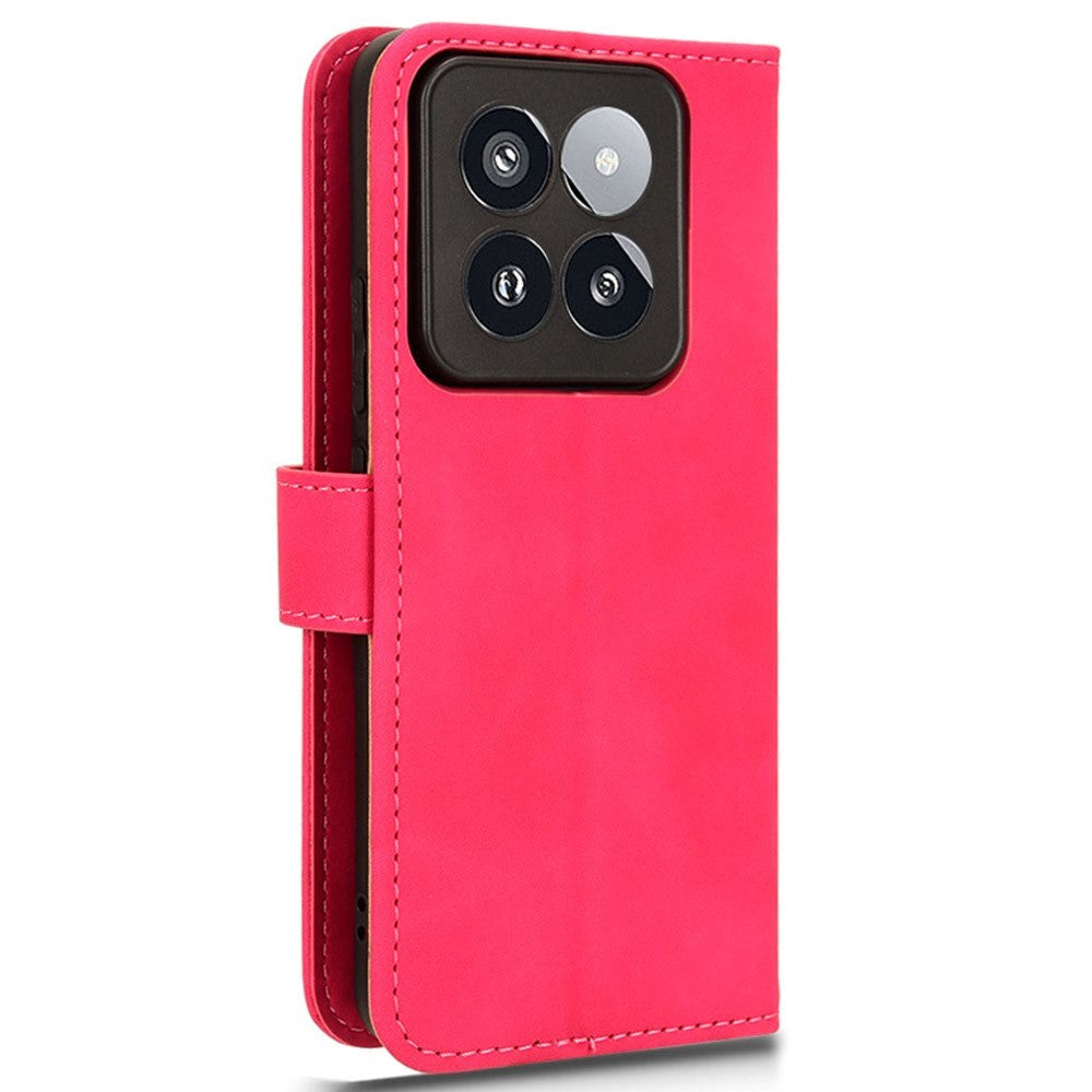 Xiaomi 14 Pro Læder Mobil Cover m. Kortholder & Ståfunktion - Pink
