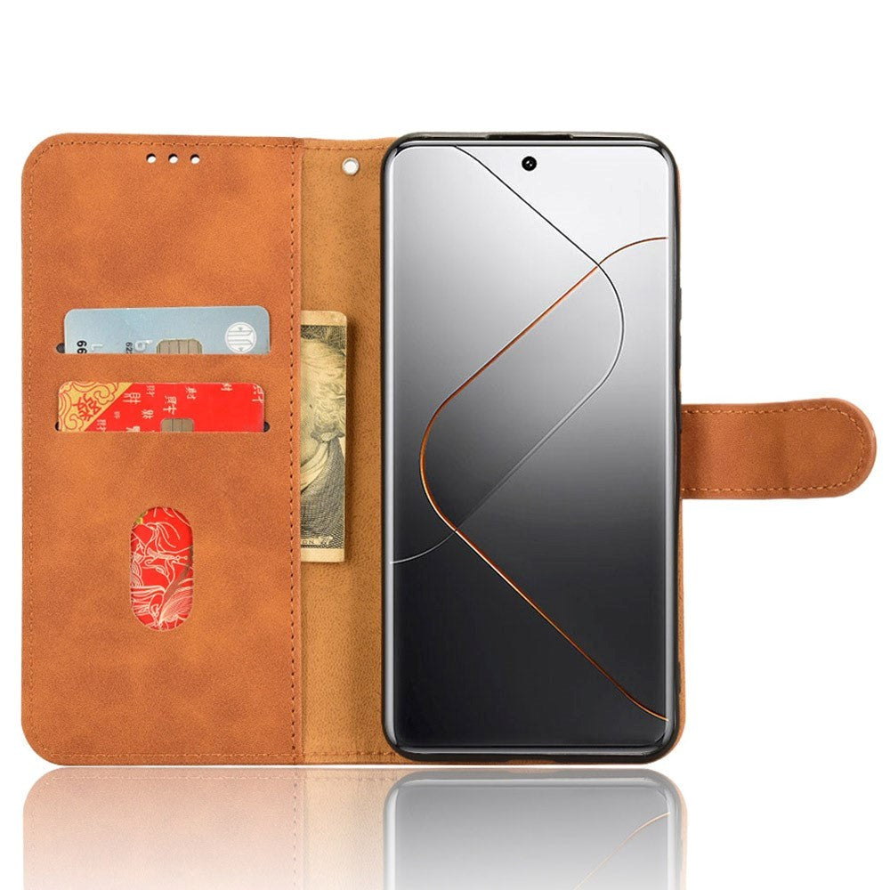 Xiaomi 14 Pro Læder Mobil Cover m. Kortholder & Ståfunktion - Brun