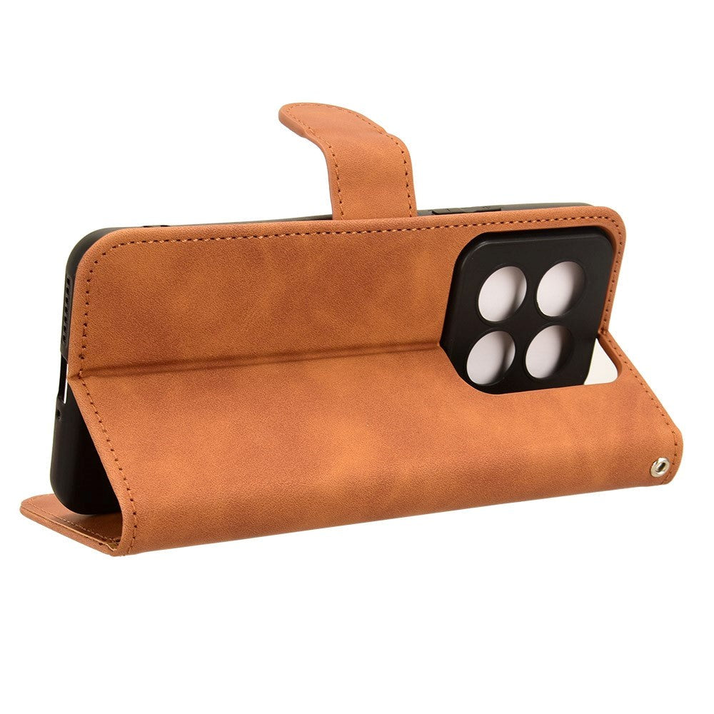 Xiaomi 14 Pro Læder Mobil Cover m. Kortholder & Ståfunktion - Brun