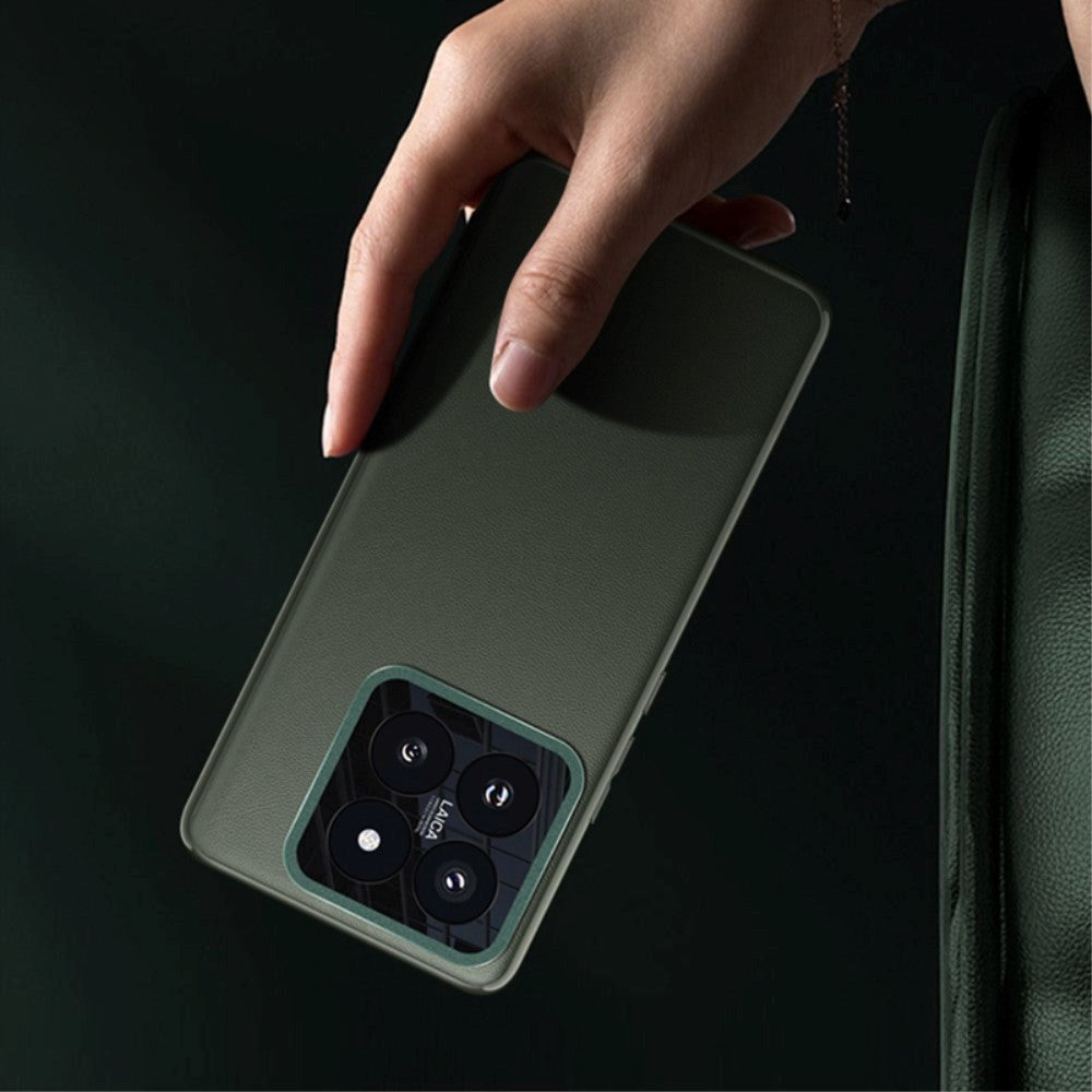 Xiaomi 14 Pro Læderbelagt Plastik Mobil Cover m. Indbygget Kamerabeskytter - Hvid