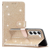 Samsung Galaxy S24+ (Plus) Læder Mobil Cover m. Pung & Strop - Glimmer - Guld