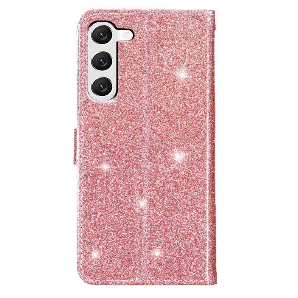 Samsung Galaxy S24+ (Plus) Læder Mobil Cover m. Pung & Strop - Glimmer - Rose Gold