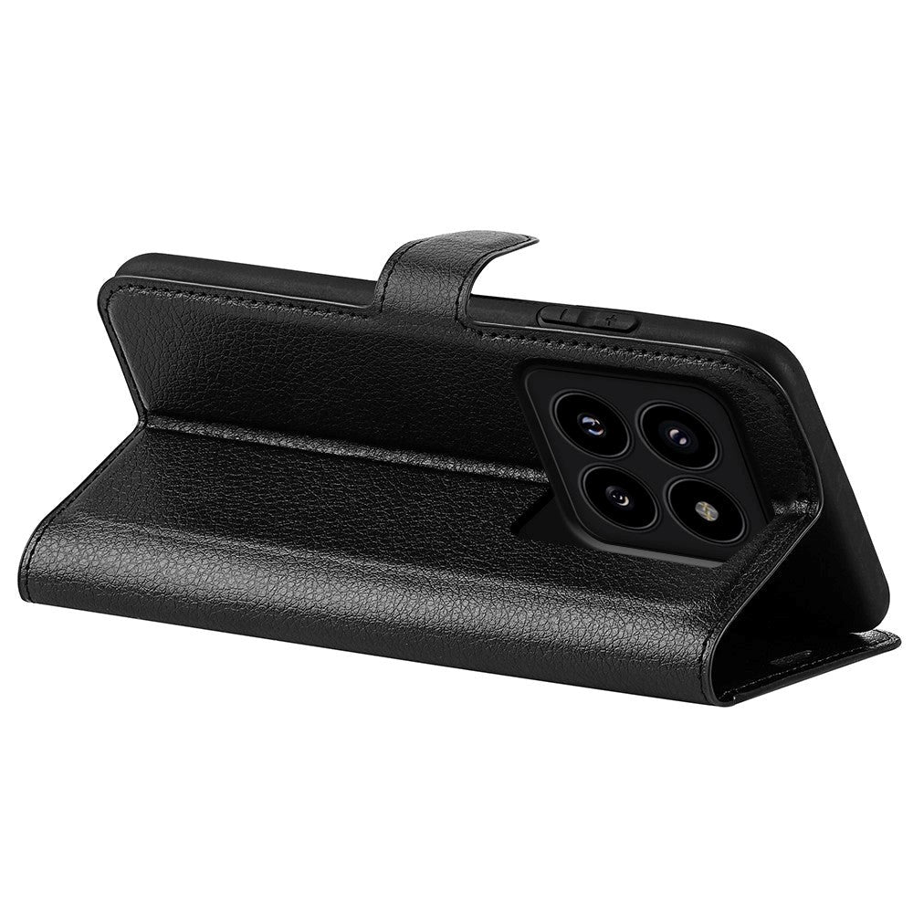 Xiaomi 14 Pro Kunstlæder Mobil Cover m. Kortholder & Ståfunktion - Sort