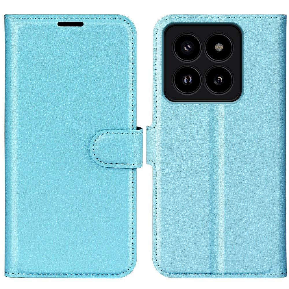 Xiaomi 14 Pro Kunstlæder Mobil Cover m. Kortholder & Ståfunktion - Lyseblå